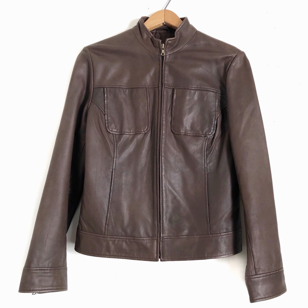 Vintage Leather Ellie Tahari Dark Brown Jacket